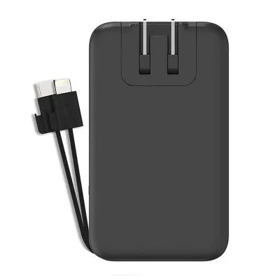 myCharge PowerHub Plus 6000mAh/15W Output Power Bank with Integrated Charging Cables - Black