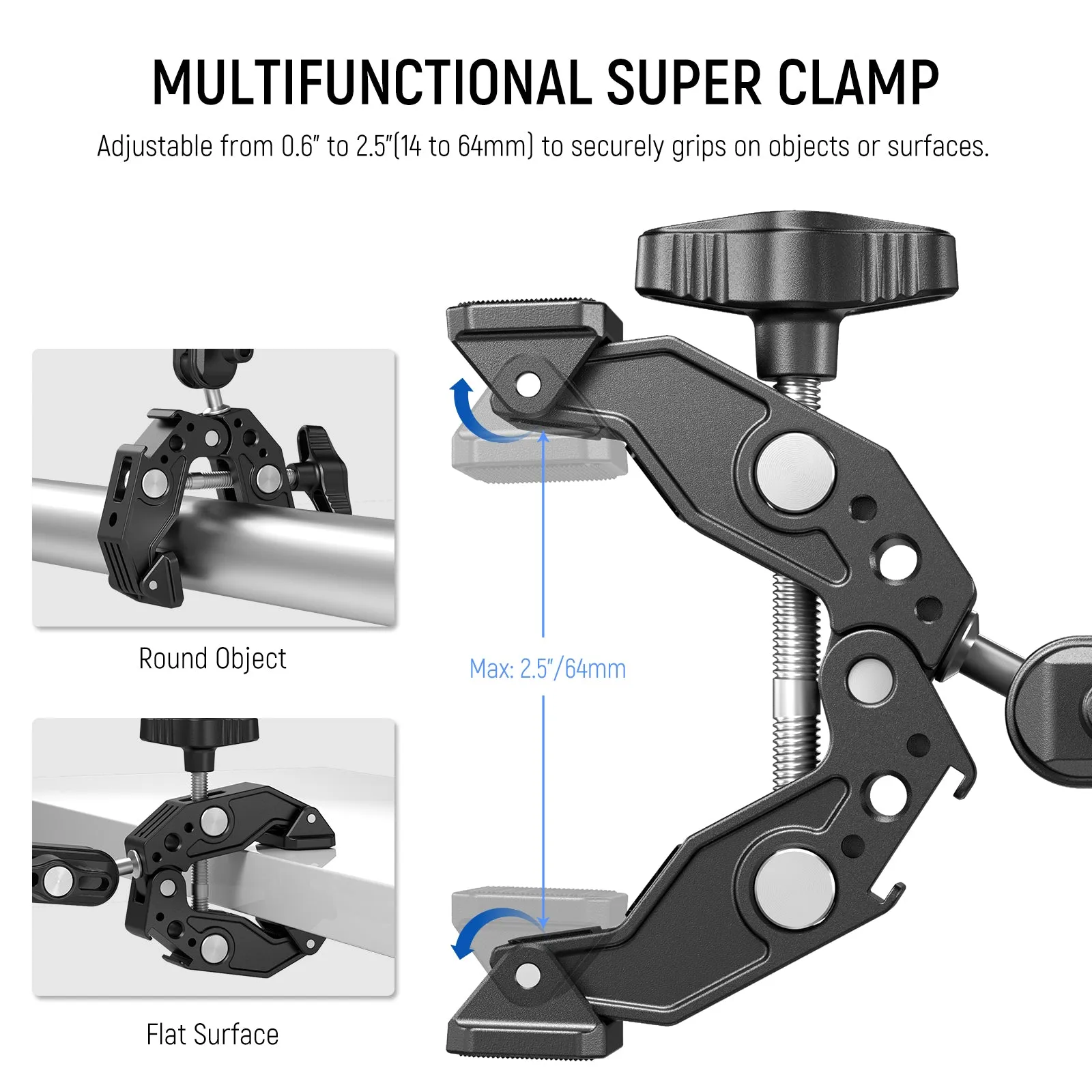 NEEWER ST83 Super Clamp with 3" Dual Ballhead Magic Arm