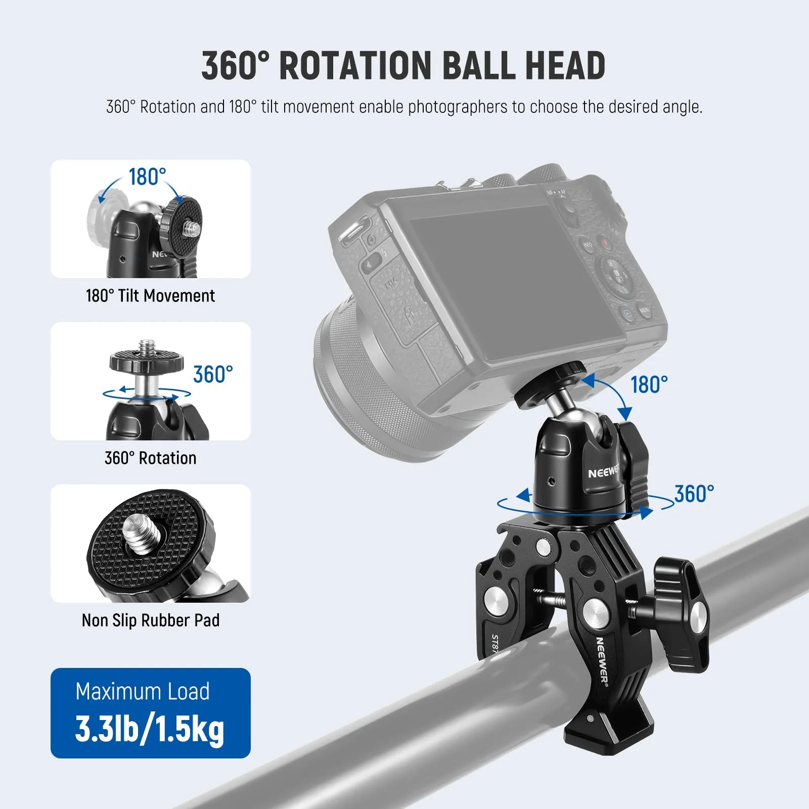 NEEWER ST87 Super Clamp with Ball Head