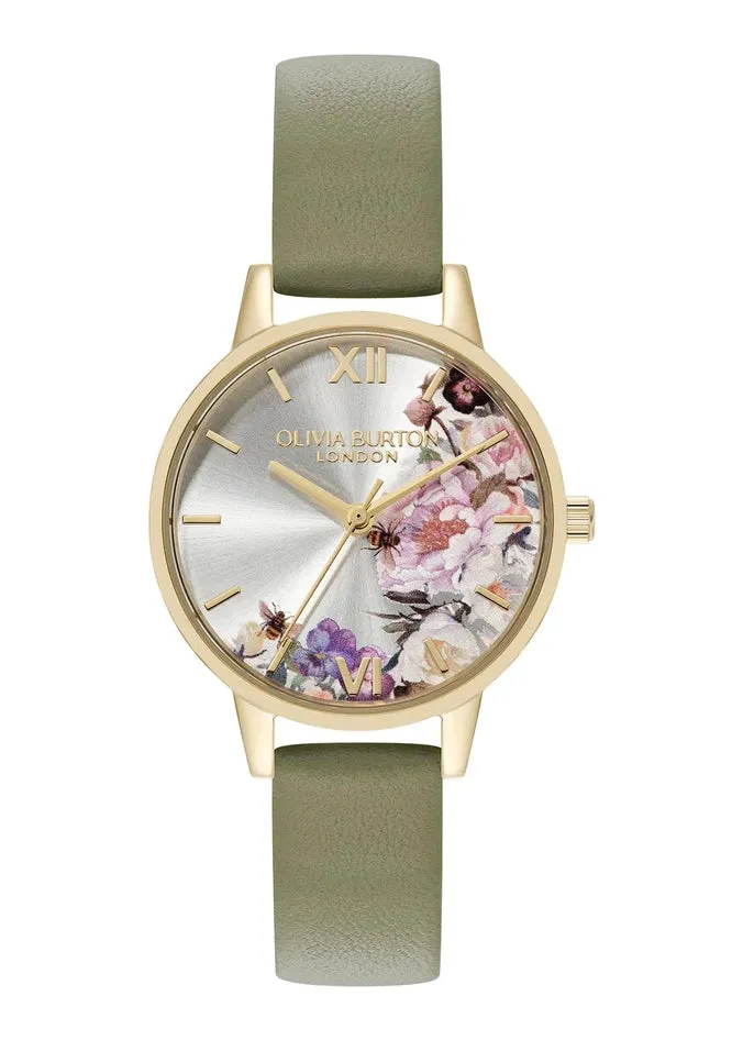 OLIVIA BURTON ILLUSTRATED FLORAL DIAL SAGE GREEN LEATHER 24000228