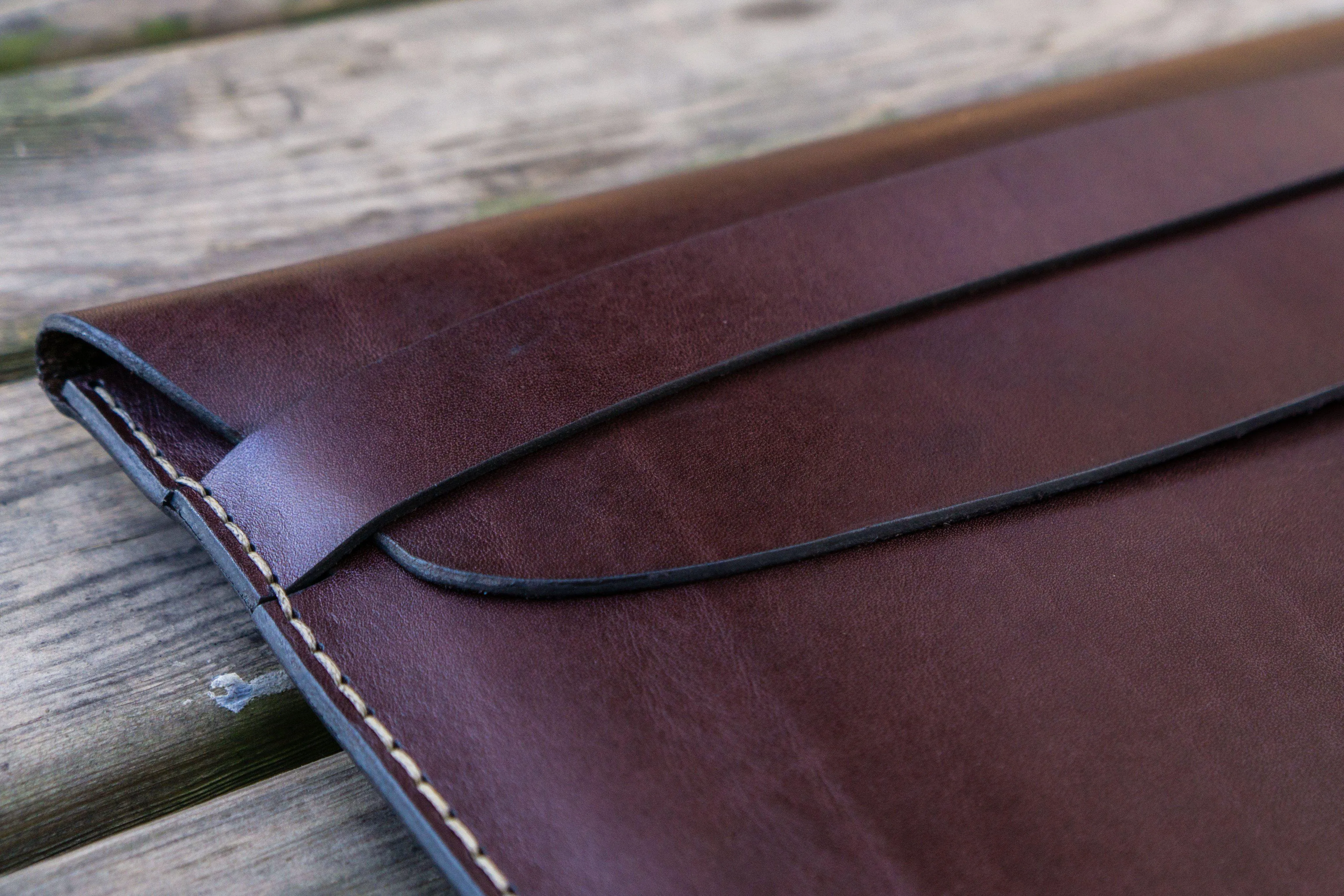 Personalized Leather MacBook Sleeves - Dark Brown