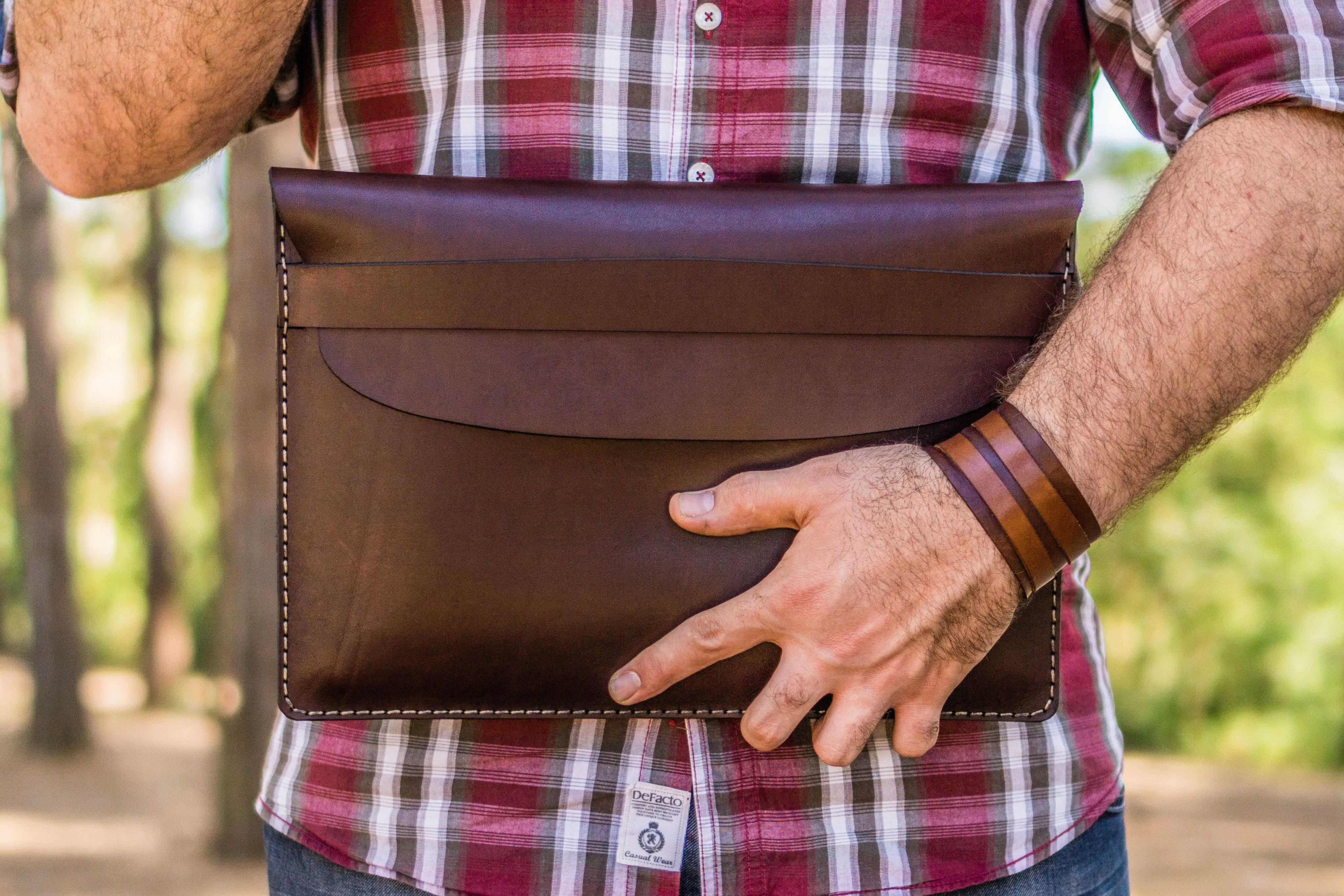 Personalized Leather MacBook Sleeves - Dark Brown