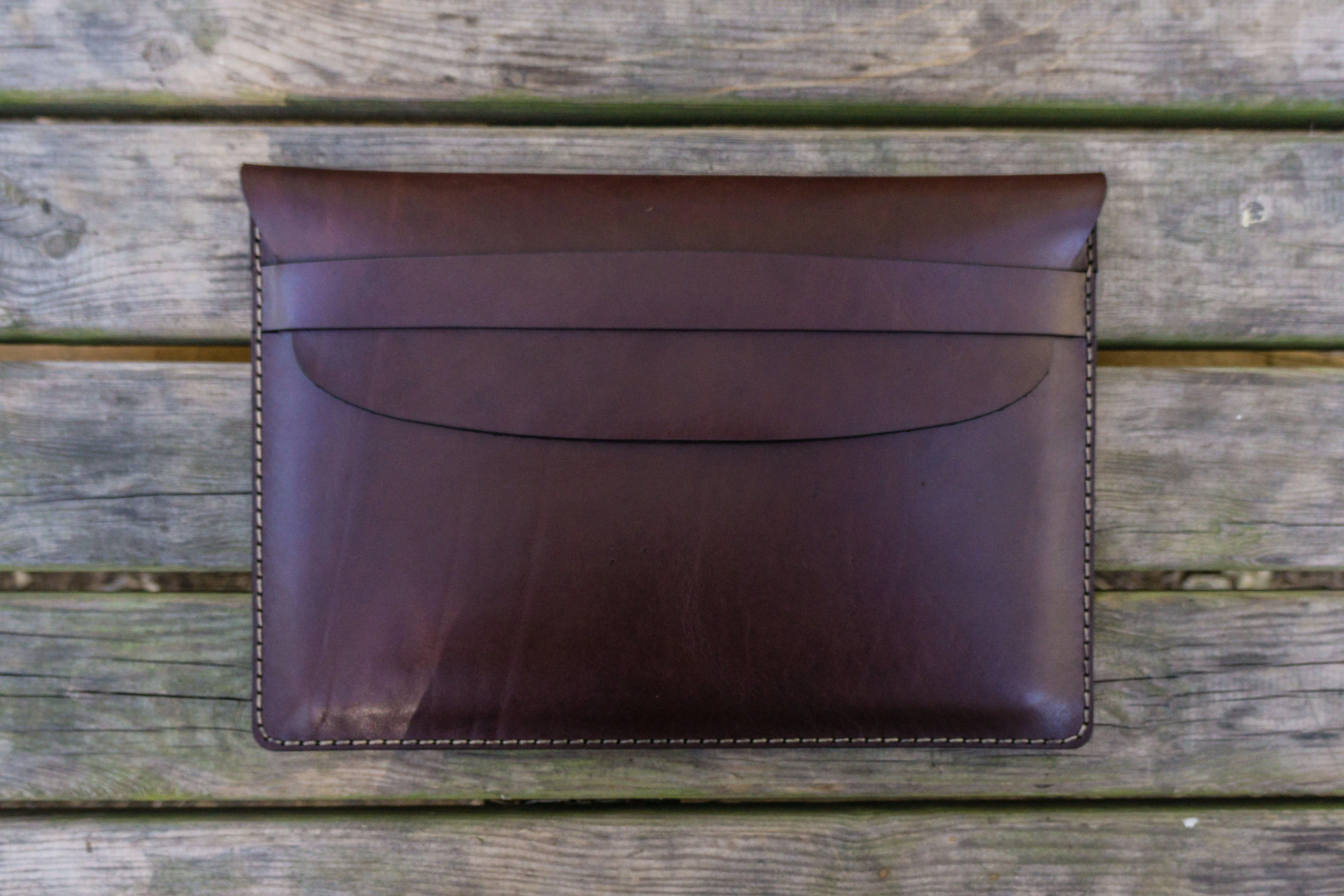 Personalized Leather MacBook Sleeves - Dark Brown