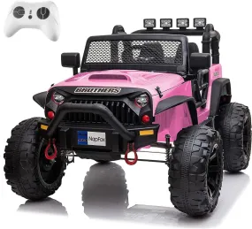 Pink 48.4" Large Ride On Car for Kids, Battery Powered Electric Car with 2 Seats, Remote Control, 14" Large Suspension Wheels, LED Lights, Music, Bluetooth for Boys & Girls