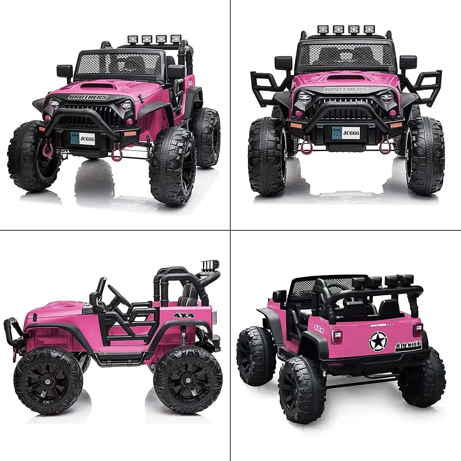 Pink 48.4" Large Ride On Car for Kids, Battery Powered Electric Car with 2 Seats, Remote Control, 14" Large Suspension Wheels, LED Lights, Music, Bluetooth for Boys & Girls