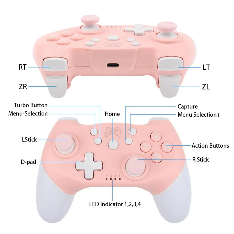 Pink Bluetooth Game Controller For PC/Switch