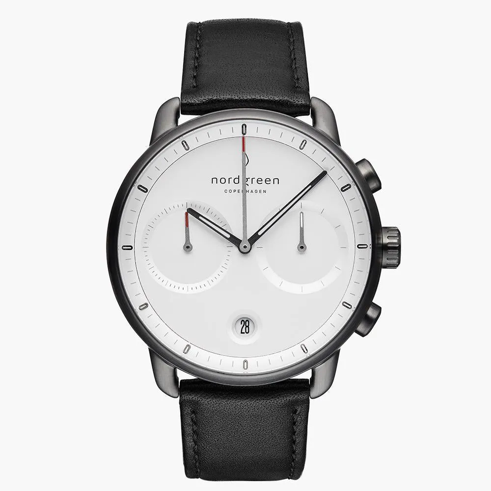 Pioneer | White Dial - Black Vegan Leather