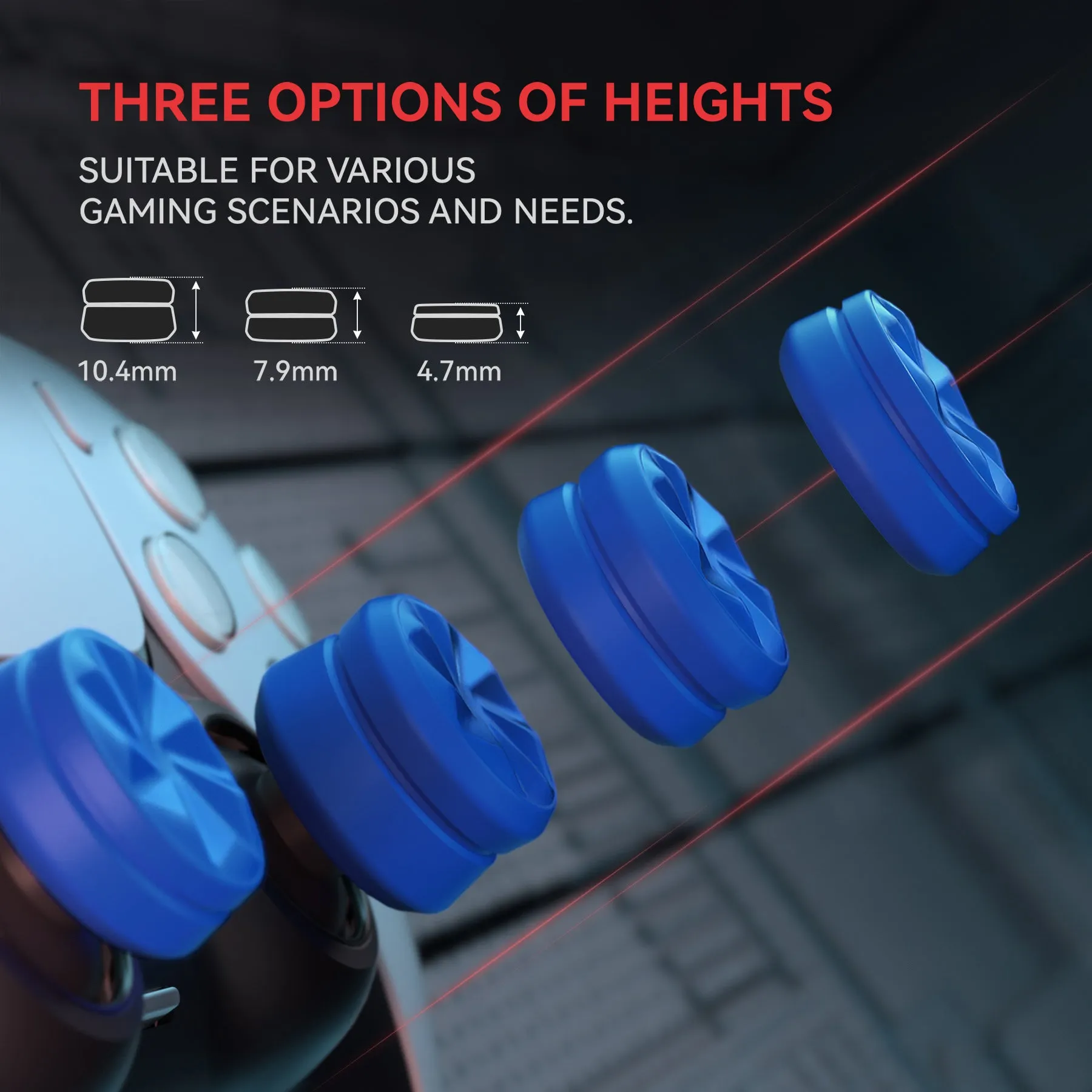 PlayVital 3 Height Hurricane Thumbs Cushion Caps Thumb Grips for ps5, for ps4, Thumbstick Grip Cover for Xbox Core Wireless Controller, Thumb Grips for Xbox One, Elite Series 2, for Switch Pro - Blue - PJM3065