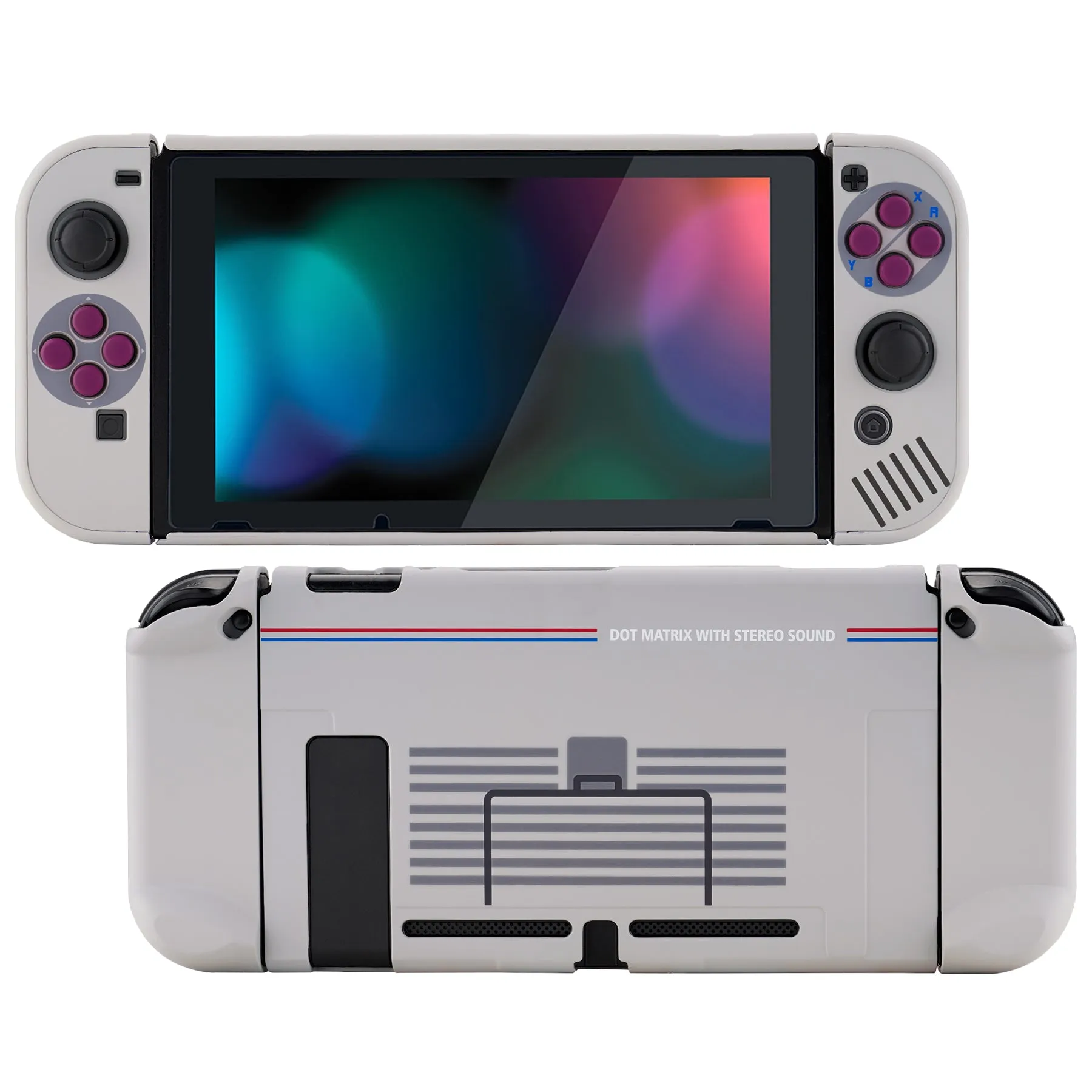 PlayVital Classic 1989 GB DMG-01 Back Cover for NS Switch Console, NS Joycon Handheld Controller Separable Protector Hard Shell, Dockable Protective Case with Colorful ABXY Direction Button Caps - NTT120