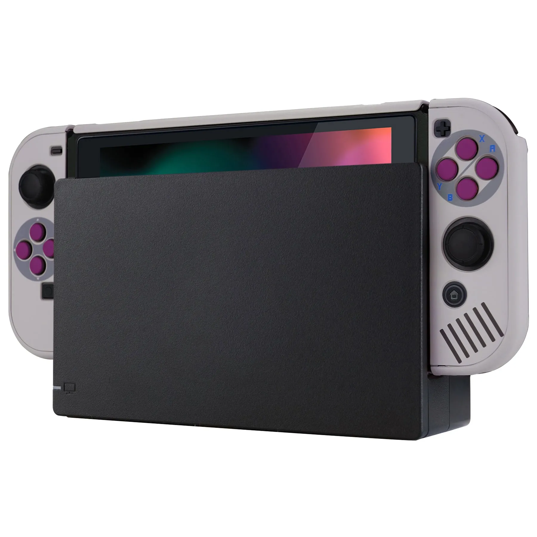 PlayVital Classic 1989 GB DMG-01 Back Cover for NS Switch Console, NS Joycon Handheld Controller Separable Protector Hard Shell, Dockable Protective Case with Colorful ABXY Direction Button Caps - NTT120