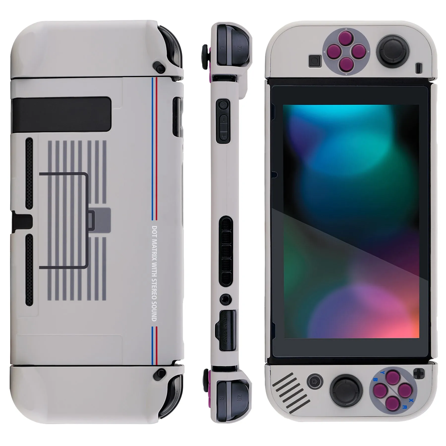 PlayVital Classic 1989 GB DMG-01 Back Cover for NS Switch Console, NS Joycon Handheld Controller Separable Protector Hard Shell, Dockable Protective Case with Colorful ABXY Direction Button Caps - NTT120