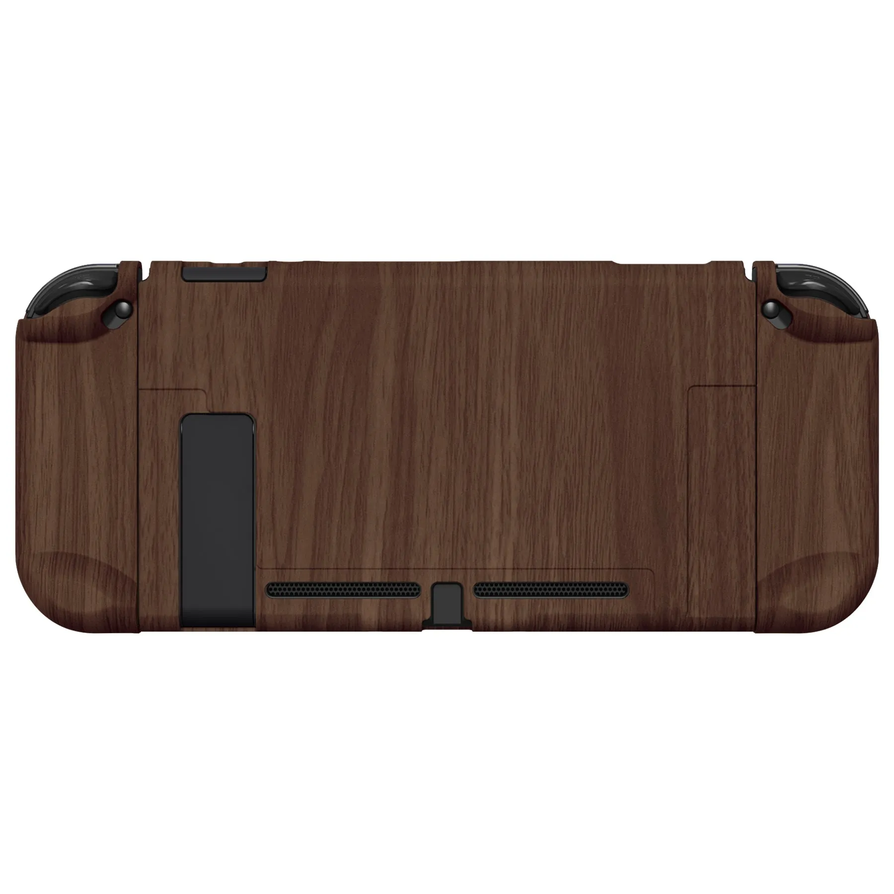 PlayVital Wooden Grain Back Cover for NS Switch Console, NS Joycon Handheld Controller Separable Protector Hard Shell, Soft Touch Customized Dockable Protective Case for NS Switch - NTS202