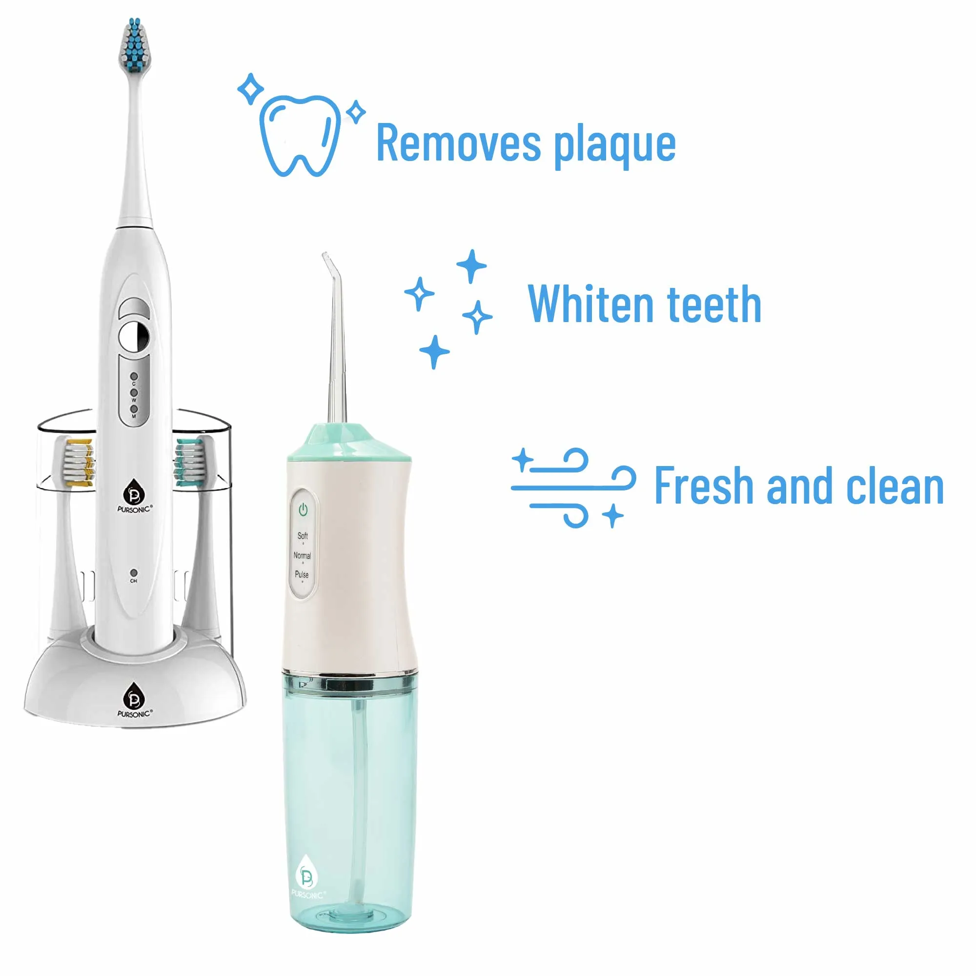 Pursonic Rechargeable Toothbrush & Water Flosser Duo with Multi-Year Supply