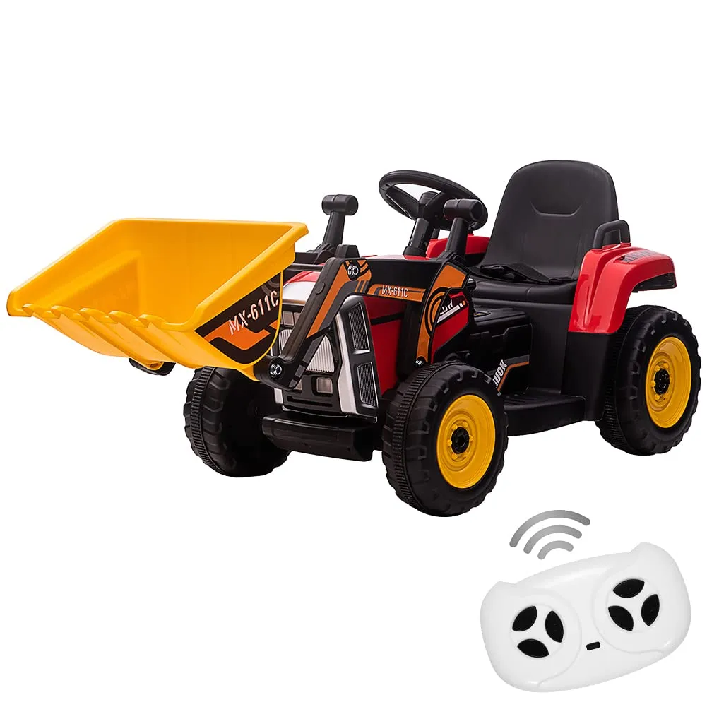 RCTOWN Kids Ride on Excavator Electric Construction Vehicle with Bucket Red