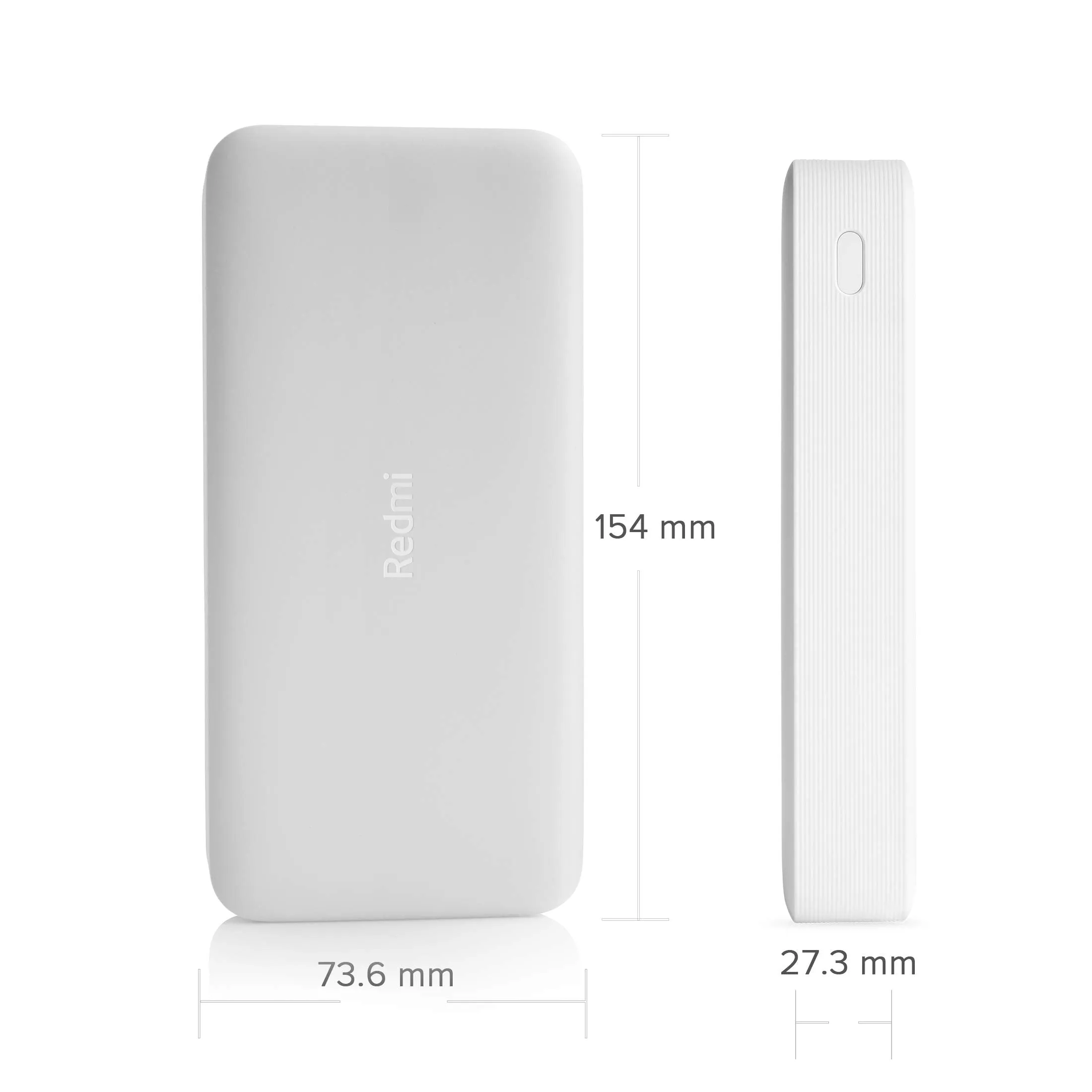 Redmi 20000mAh Power Bank, USB Type C, Micro USB Ports, Dual USB Output, 18W Fast Charging, Low Power Mode, (White)