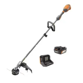 RIDGID 18-Volt Brushless 14 in. Cordless String Trimmer with 4.0 Ah Battery and Charger - Factory Reconditioned