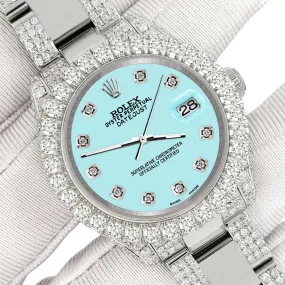 Rolex Datejust 31mm Pave 7.2ct Iced Diamond Ice Blue Watch  TFJ-142508436