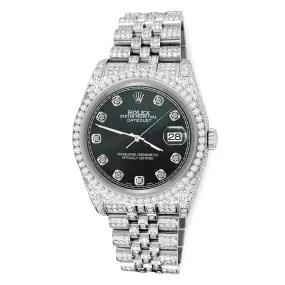 Rolex Datejust 36mm 10.2ct Diamond Black MOP Track Jubilee Watch  TFJ-142508399