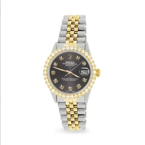 Rolex Datejust 36mm 2-Tone Watch 3.05ct Diamond Bezel/Rhodium Gray Diamond Dial TFJ-142508535