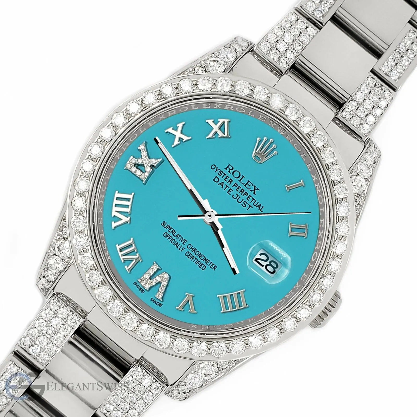 Rolex Datejust 36mm 5.9ct Diamond Bezel/Lugs/Bracelet/Turquoise  TFJ-142508720