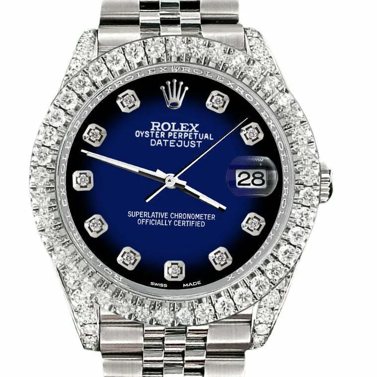 Rolex Datejust 41 4.4CT Diamond Bezel/Lugs/Blue Vignette  TFJ-142508582