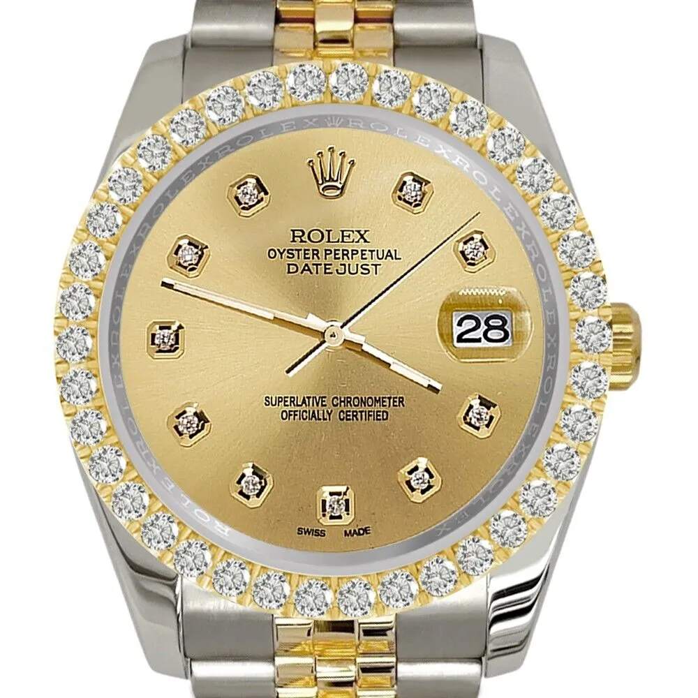 Rolex Datejust   Diamond Bezel/Champagne Dial Jubilee Watch TFJ-142507958