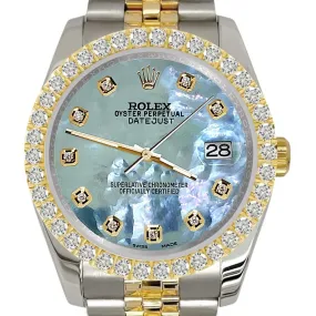 Rolex Datejust   Diamond Bezel/Tahitian Blue Dial Jubilee Watch TFJ-142507953