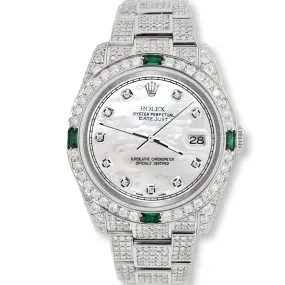 Rolex Datejust   Diamond/Emerald Watch with White MOP Diamond Dial TFJ-142508252