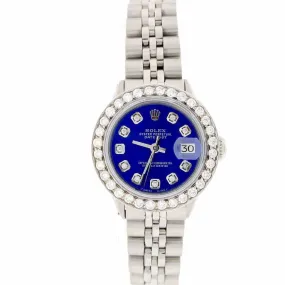 Rolex Datejust Ladies 26mm 1.3Ct Diamond Bezel/Royal Blue Dial Jubilee Watch TFJ-142508182