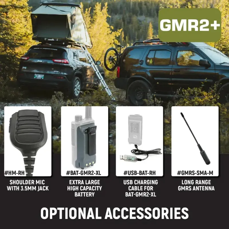 Rugged Radios GMR2 PLUS GMRS and FRS Two Way Handheld Radio - High Visibility Safety Yellow - 2 Pack