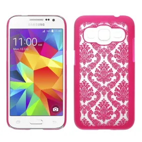 Samsung Galaxy Core Prime Case, Ultra Slim Damask Vintage Hard Case Cover - Hot Pink