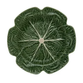 Set of 4 Green Majolica Pinheiro Bordallo Cabbage Leaf Charger Plates 12.25"