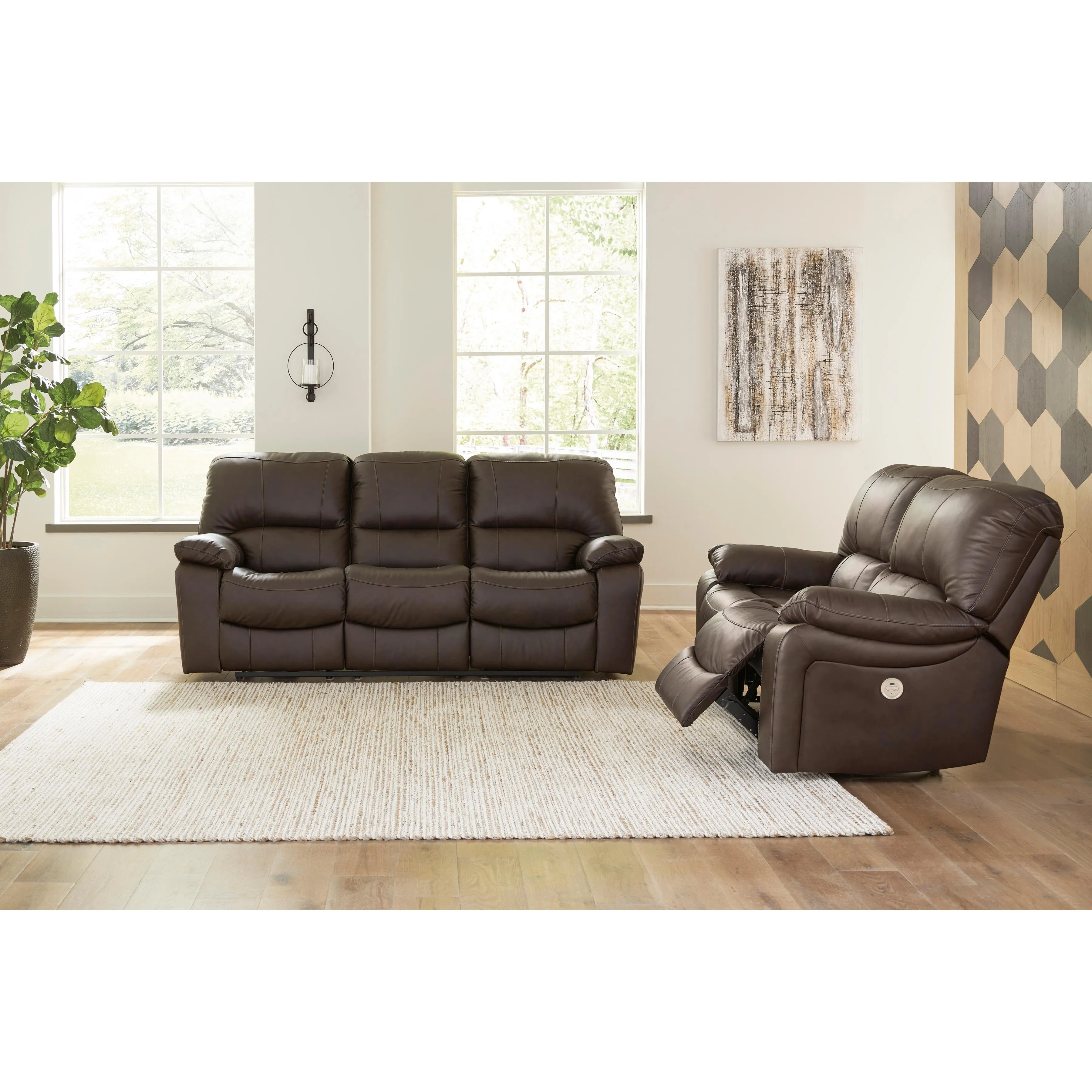 Signature Design by Ashley Leesworth Power Reclining Leather Match Sofa U4380887