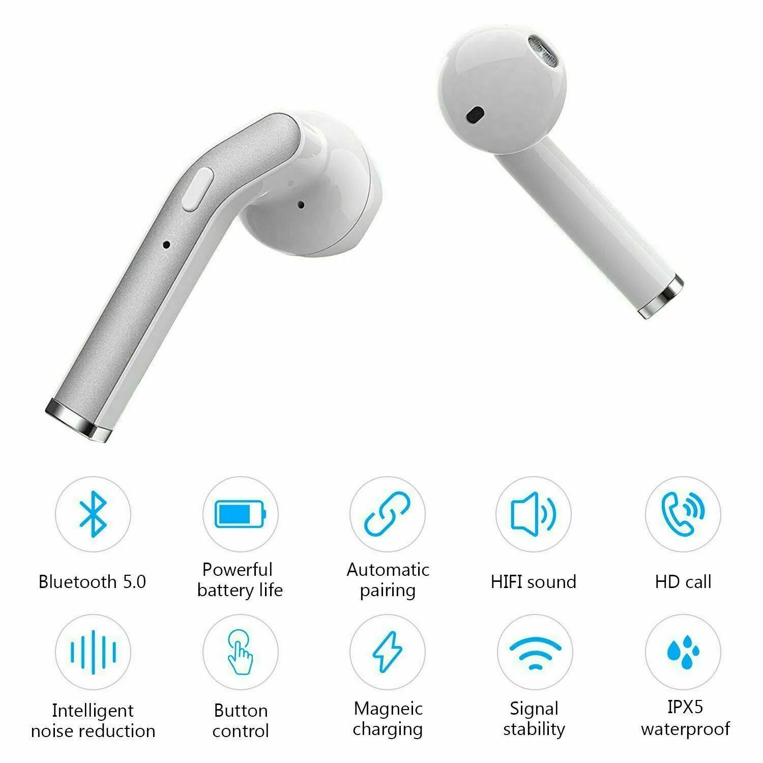 SMAXPRO™ HD Waterproof Bluetooth Earbuds: Charging Case & Mic (iOS/Android Wireless Earphones)