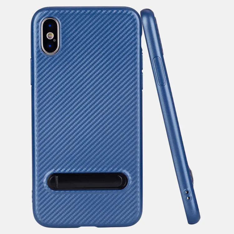 Soft TPU kickstand case for iPhone X with carbon fiber pattern