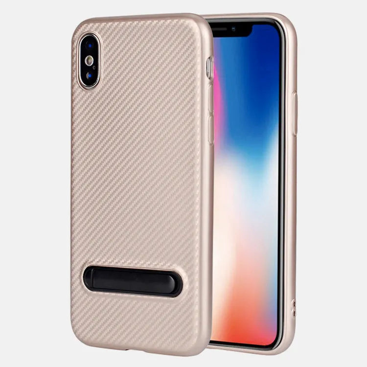 Soft TPU kickstand case for iPhone X with carbon fiber pattern