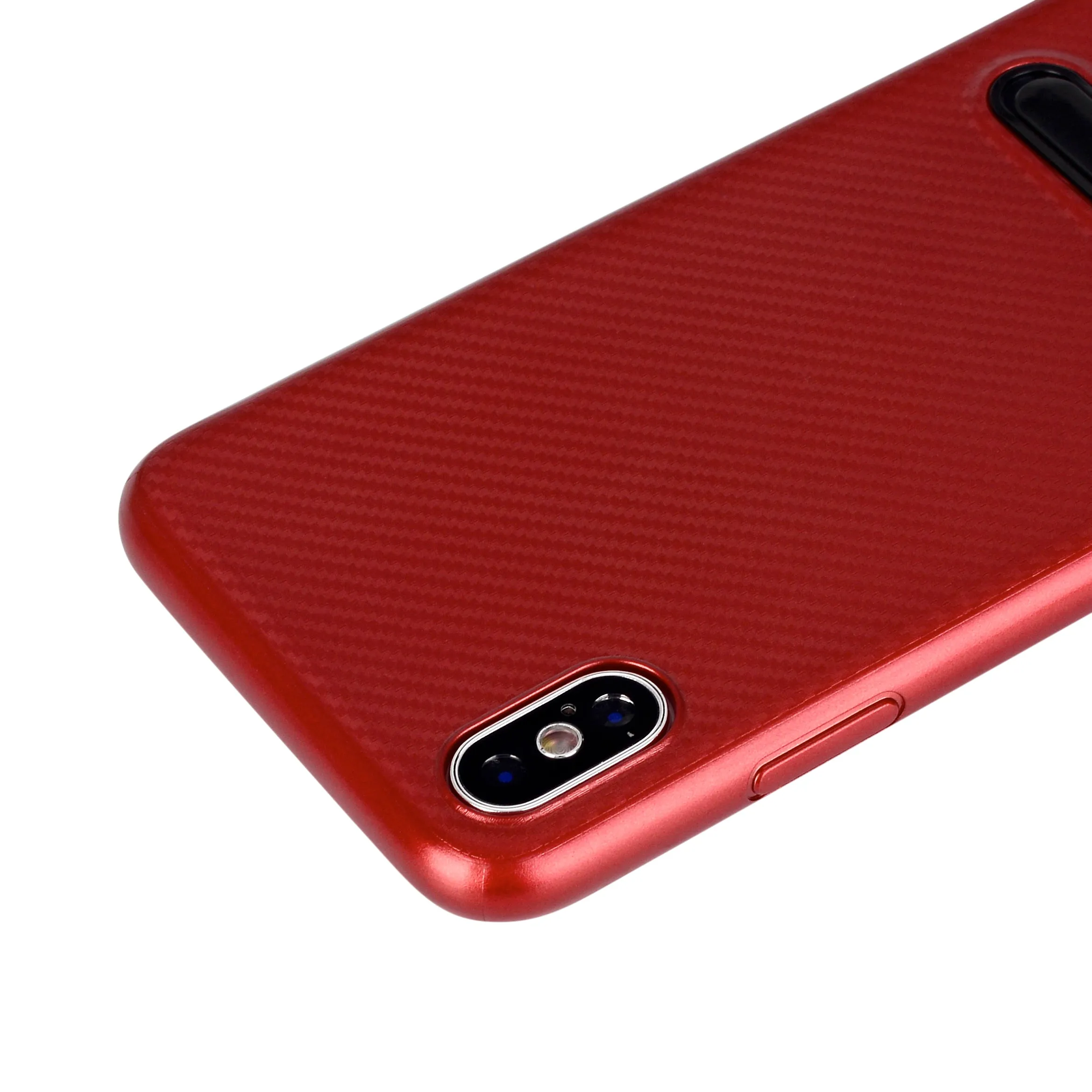 Soft TPU kickstand case for iPhone X with carbon fiber pattern