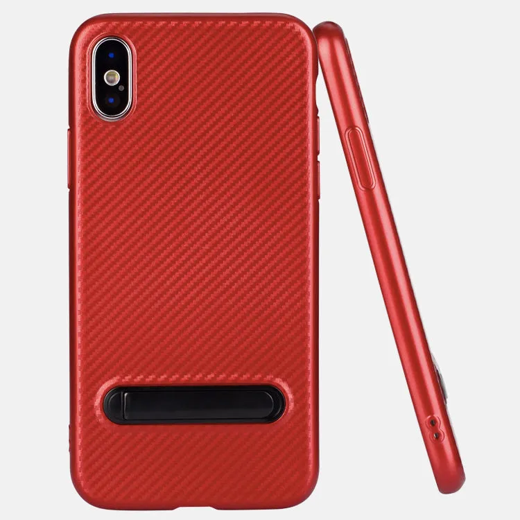 Soft TPU kickstand case for iPhone X with carbon fiber pattern