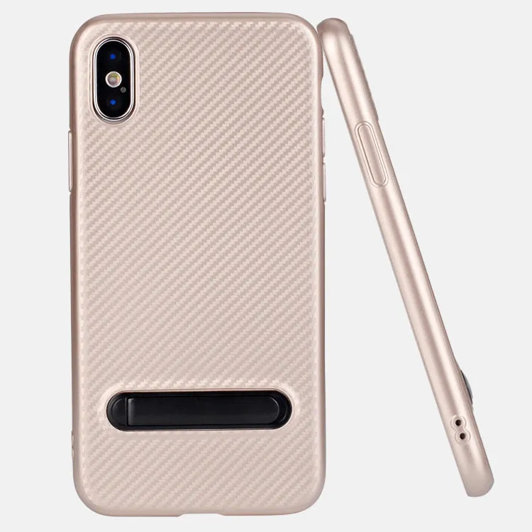 Soft TPU kickstand case for iPhone X with carbon fiber pattern