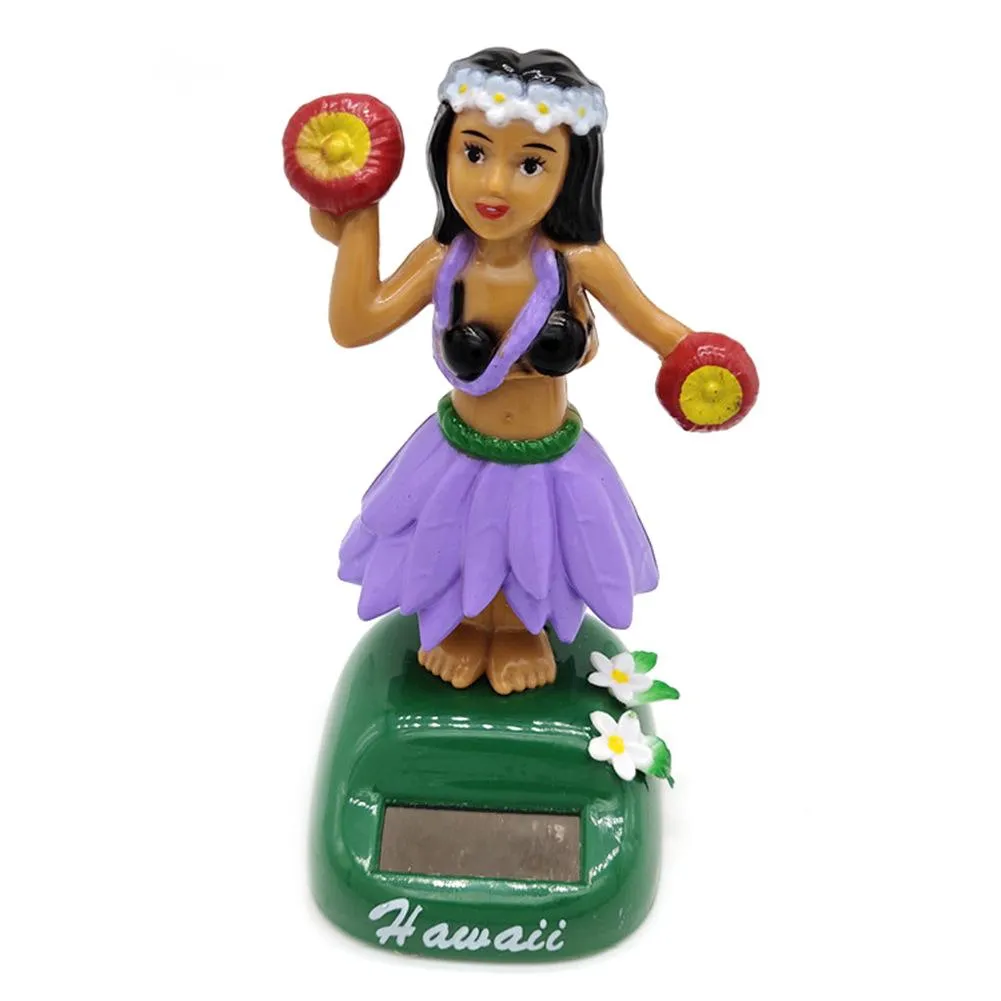 Solar Powered Dancing Hula Girl   Dancing Solar  Girl Toys Solar Hawaiian Car Home Decoration Beauty Grass Skirt Swing Small Orn