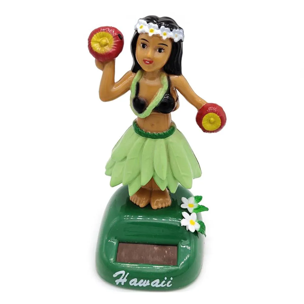 Solar Powered Dancing Hula Girl   Dancing Solar  Girl Toys Solar Hawaiian Car Home Decoration Beauty Grass Skirt Swing Small Orn