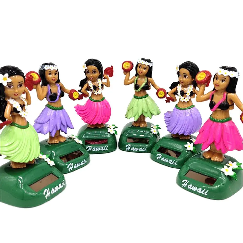 Solar Powered Dancing Hula Girl   Dancing Solar  Girl Toys Solar Hawaiian Car Home Decoration Beauty Grass Skirt Swing Small Orn