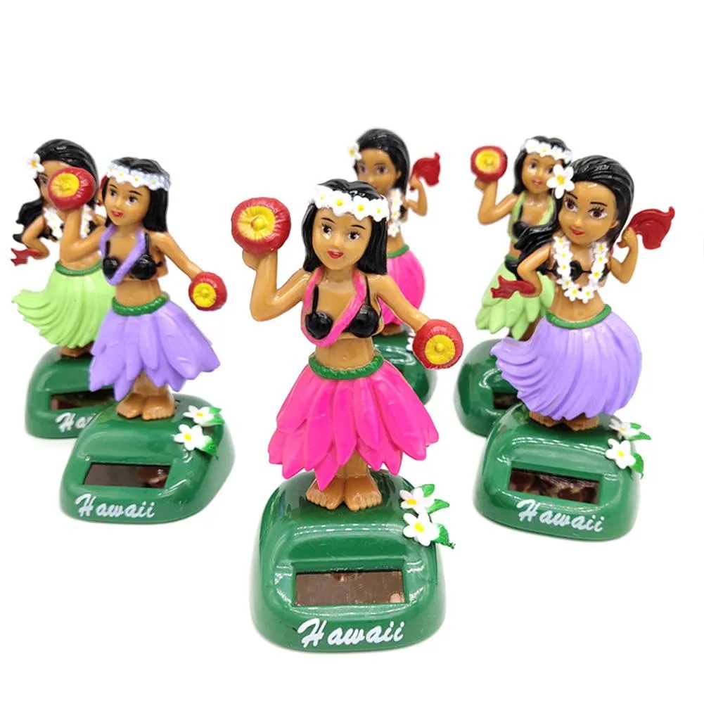 Solar Powered Dancing Hula Girl   Dancing Solar  Girl Toys Solar Hawaiian Car Home Decoration Beauty Grass Skirt Swing Small Orn