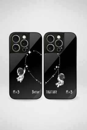 Starlit Heart Couple Customized Glass Mobile Case - iPhone, Samsung & OnePlus