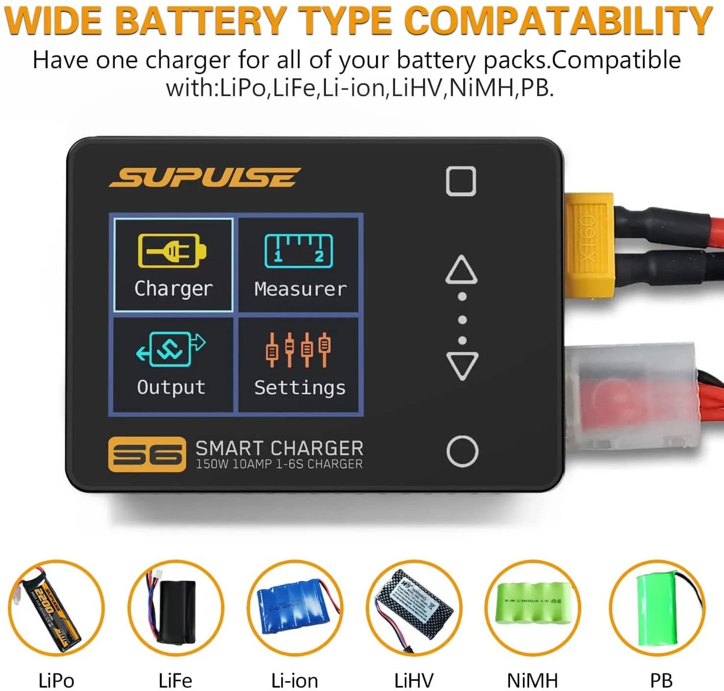 SUPULSE S6 Balance Charger Discharger for 1S-6S LiPo Battery NiMH/NiCD/Li-PO/Li-Fe/Pb