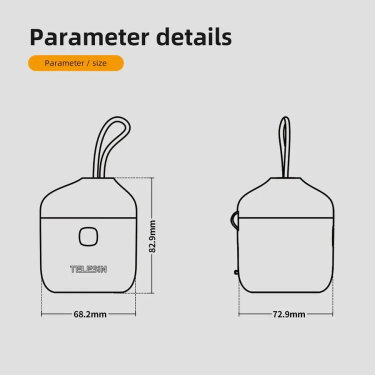 TELESIN GP-BTR-904-GY Storage Battery Charging Box For GoPro HERO12 Black / HERO11 Black / HERO10 Black / HERO9 Black(Allin Charging Box)