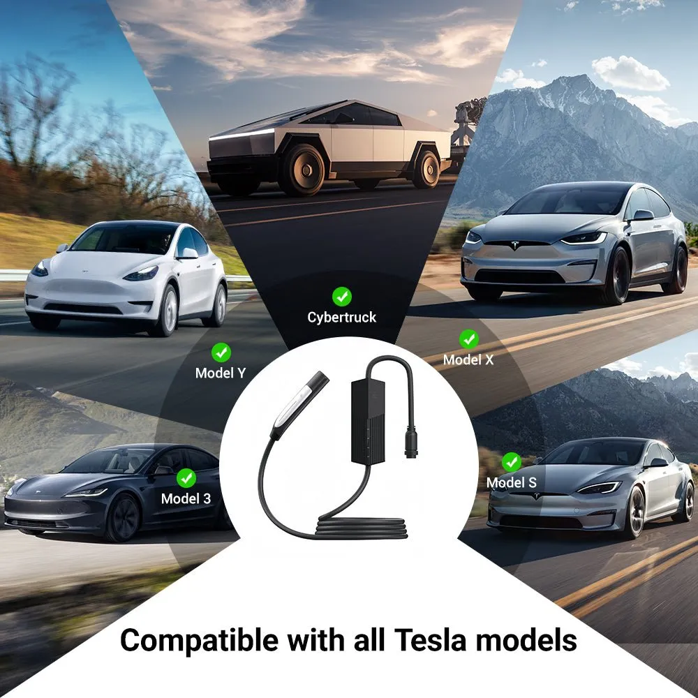 Tesla/ J1772/ Type2 32A-40A Mobile Charger with Changeable Plugs