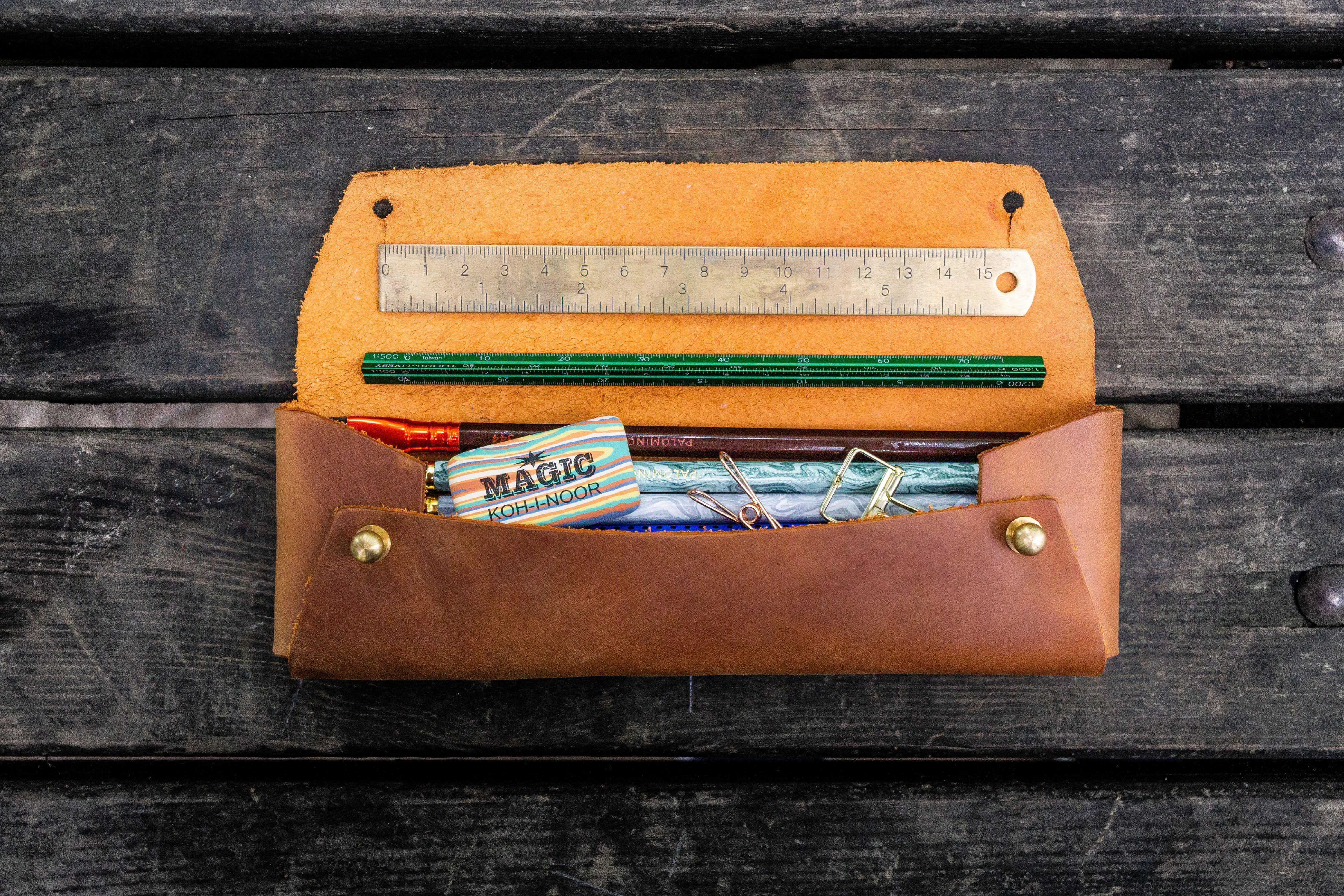 The Student Leather Pencil Case - Crazy Horse Tan