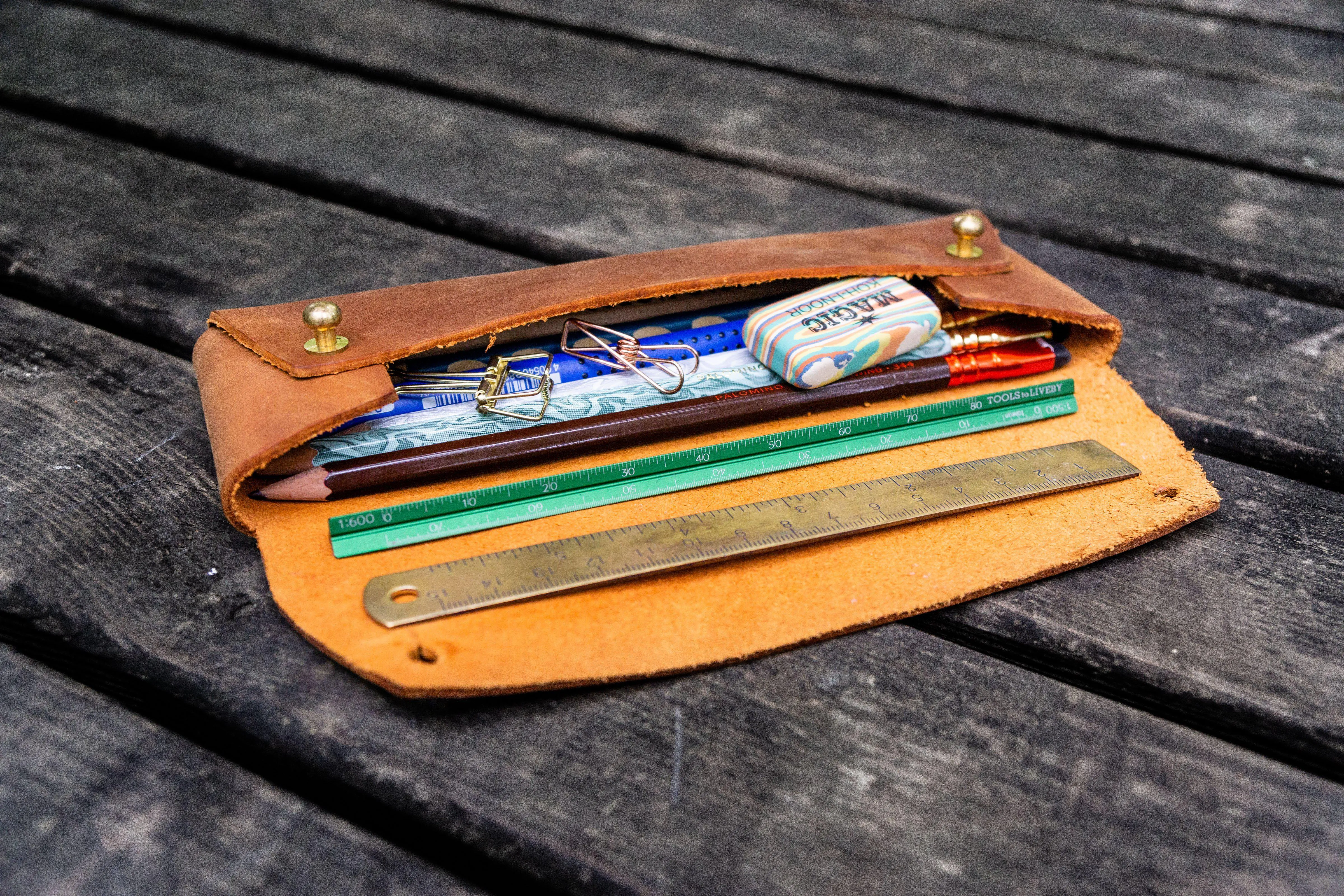 The Student Leather Pencil Case - Crazy Horse Tan