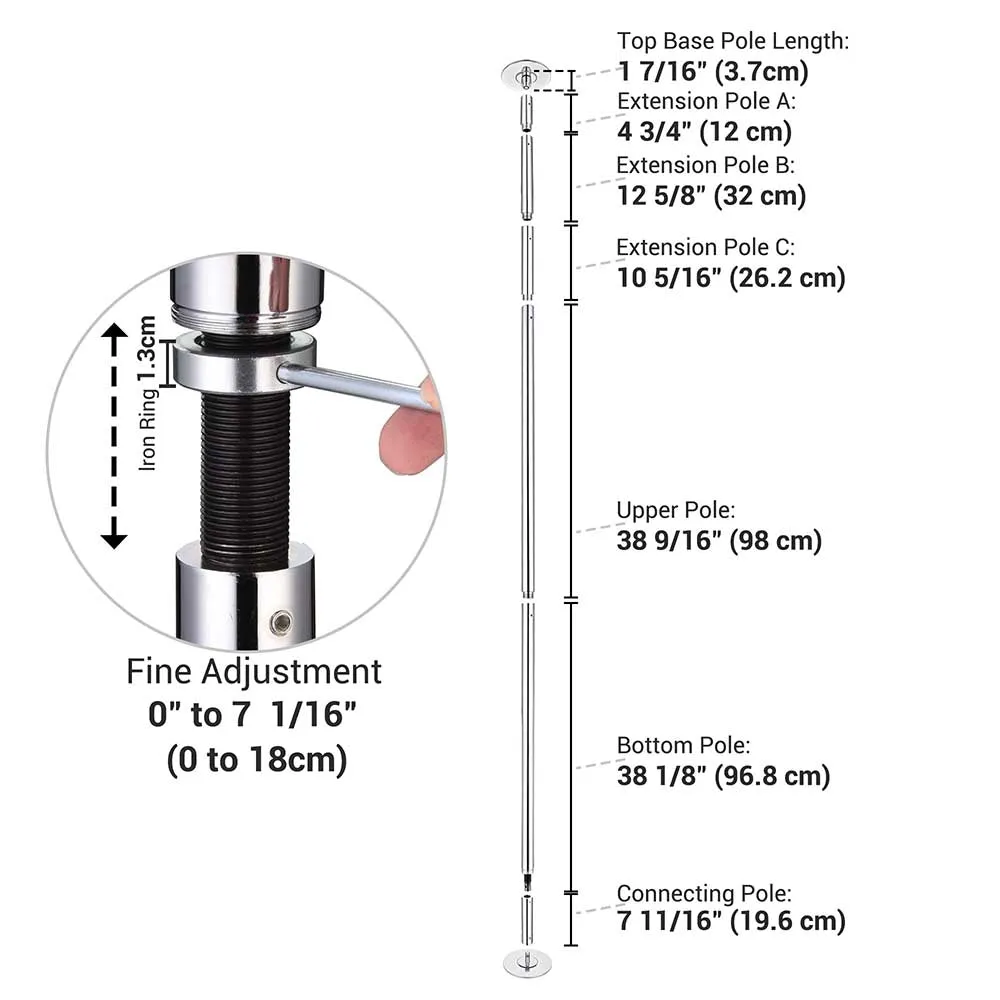 TheLAShop 10 ft Spinning Strip Pole Kit Removable 45mm Silver